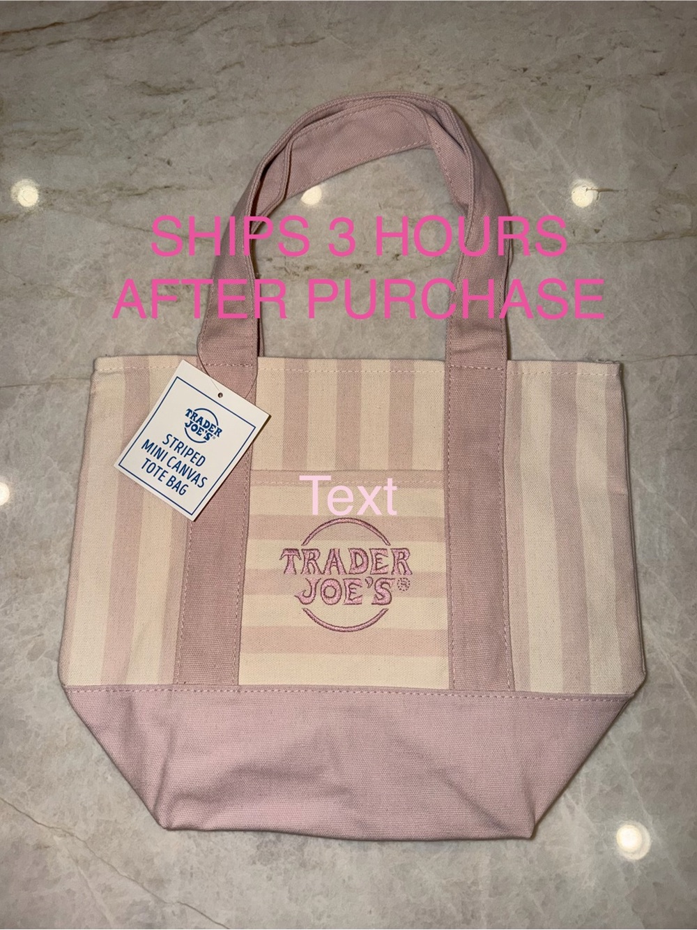 Pink stripped Trader Joe's Mini Canvas Tote